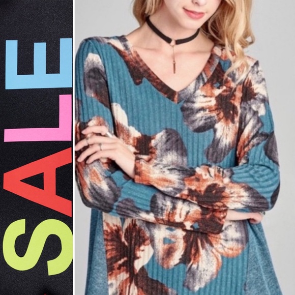 Tops - Teal Floral Top